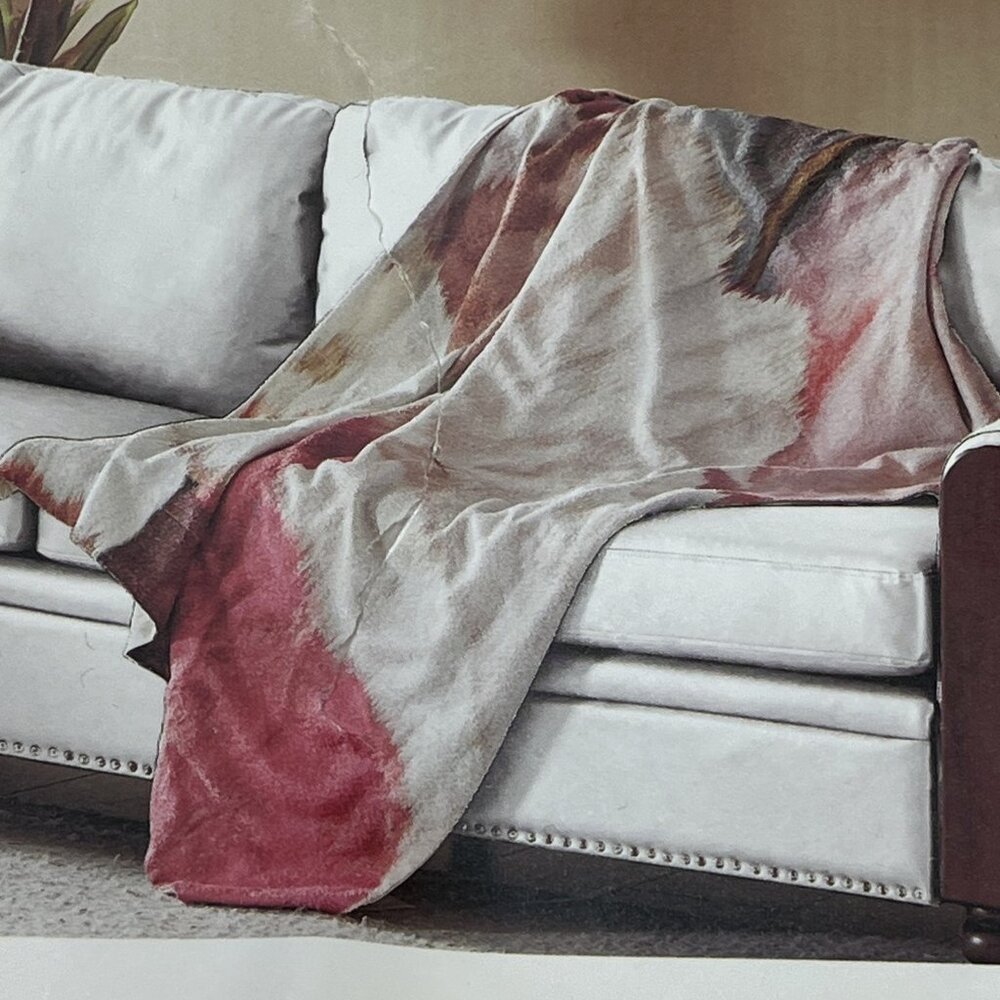 Callisto Throw Blanket Watercolor Floral Muted Multicolor Fleece‎ Lined 50x60